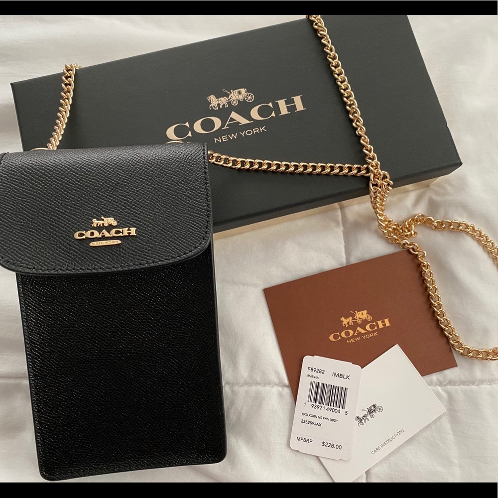 Coach black leather crossbody purse
